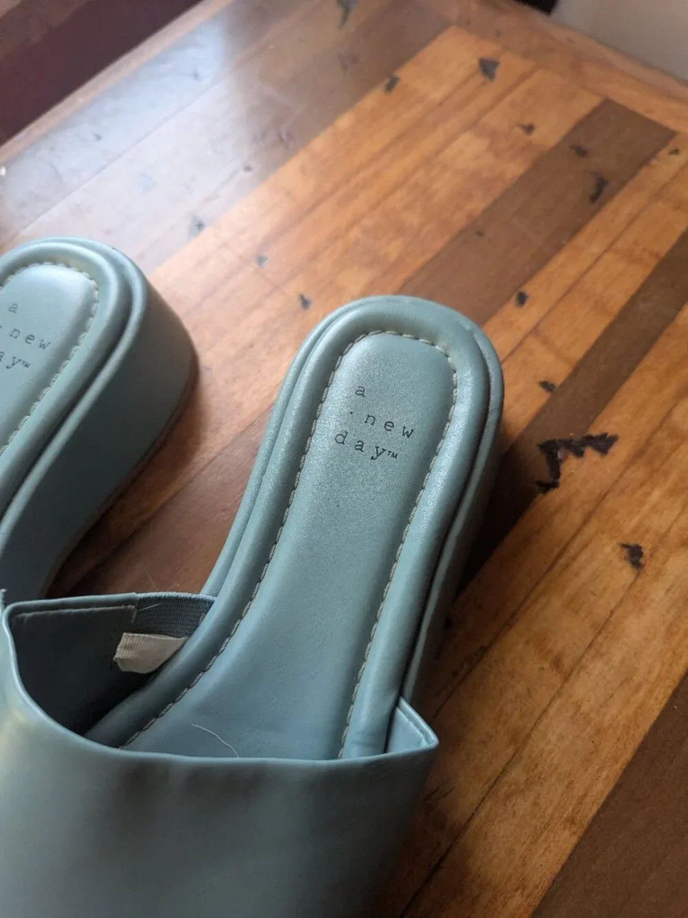 Carlita Platform Slide Sandals - A New Day, Teal, Size 6.5